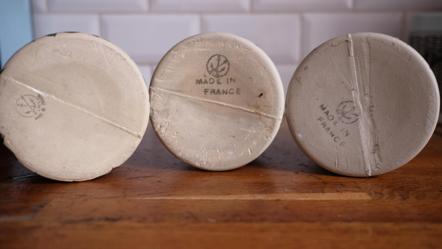 Lot de trois pot de stockage LML vintage en grès style Digoin