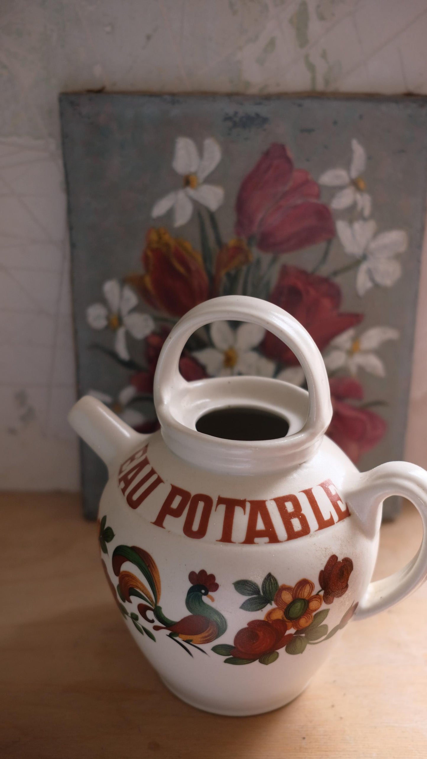 Pichet vintage en grès Digoin "eau de source"