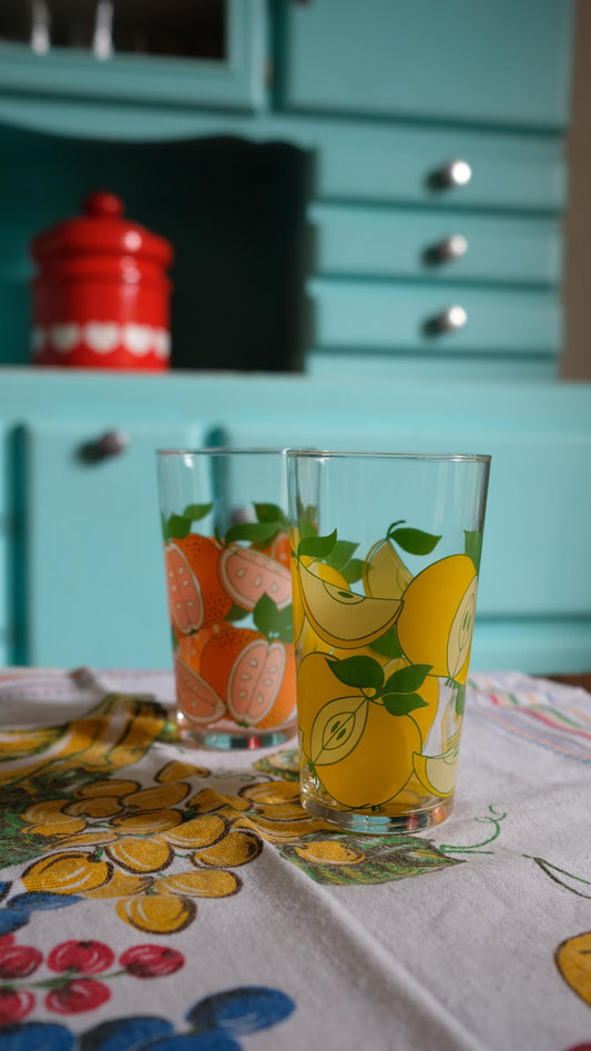 Lot de 3 verres fruits années 70