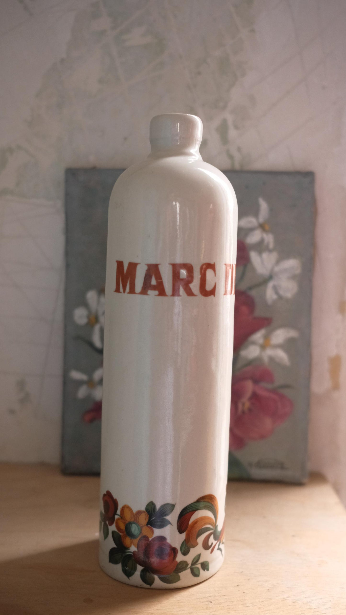 Bouteille en grès LML  vintage motif coq