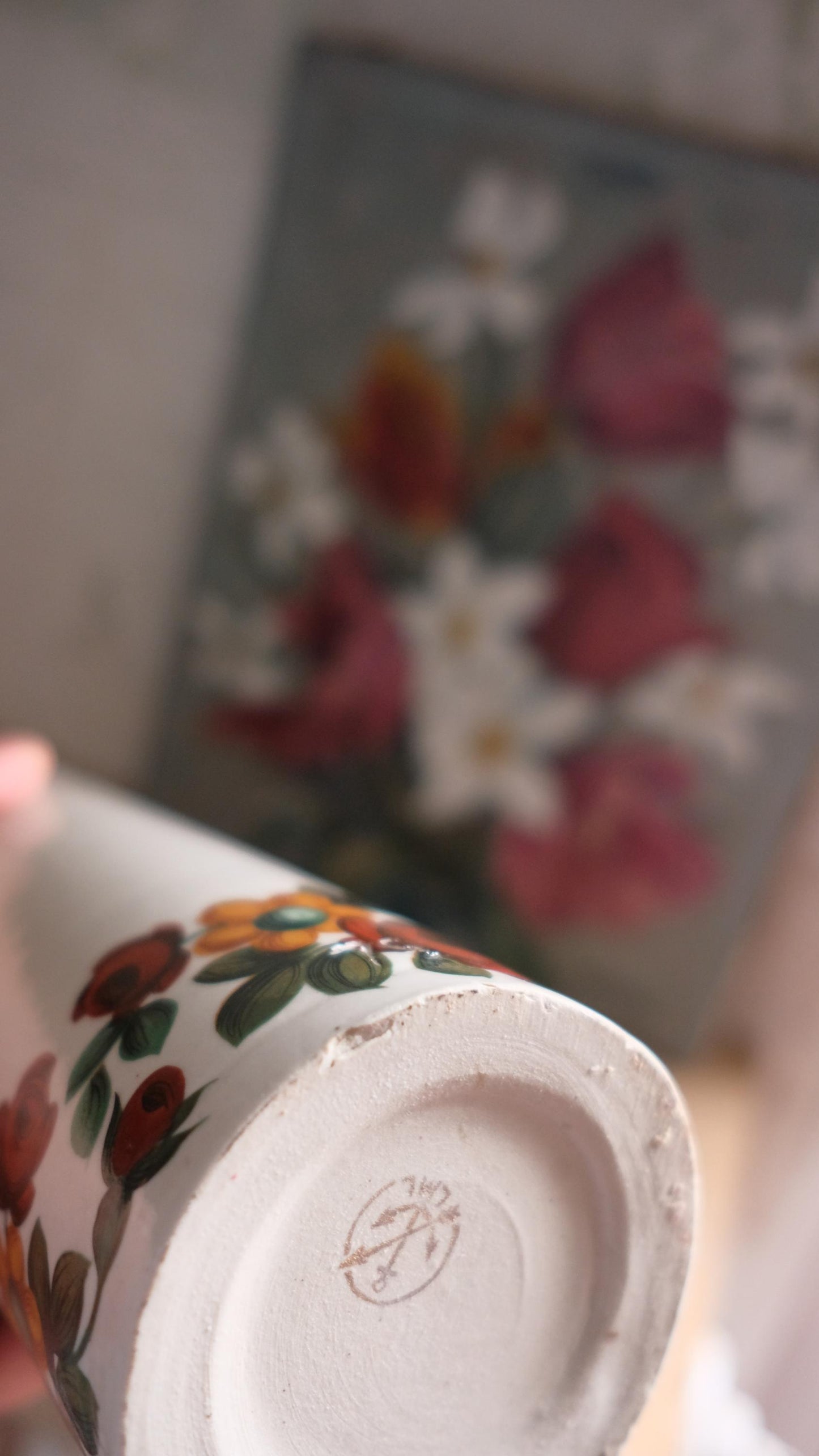 Bouteille en grès LML  vintage motif coq