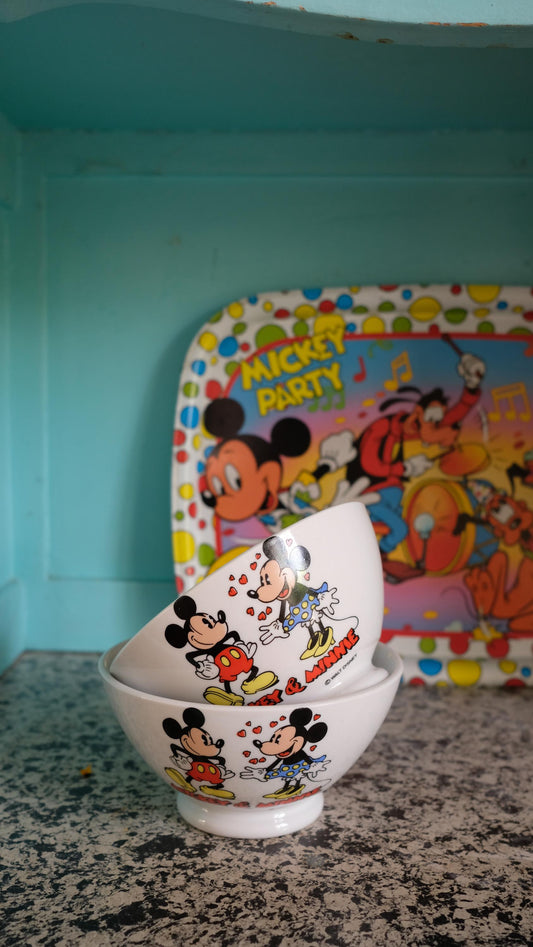 Lots de deux bols Sarreguemines illustrés Mickey et Minnie