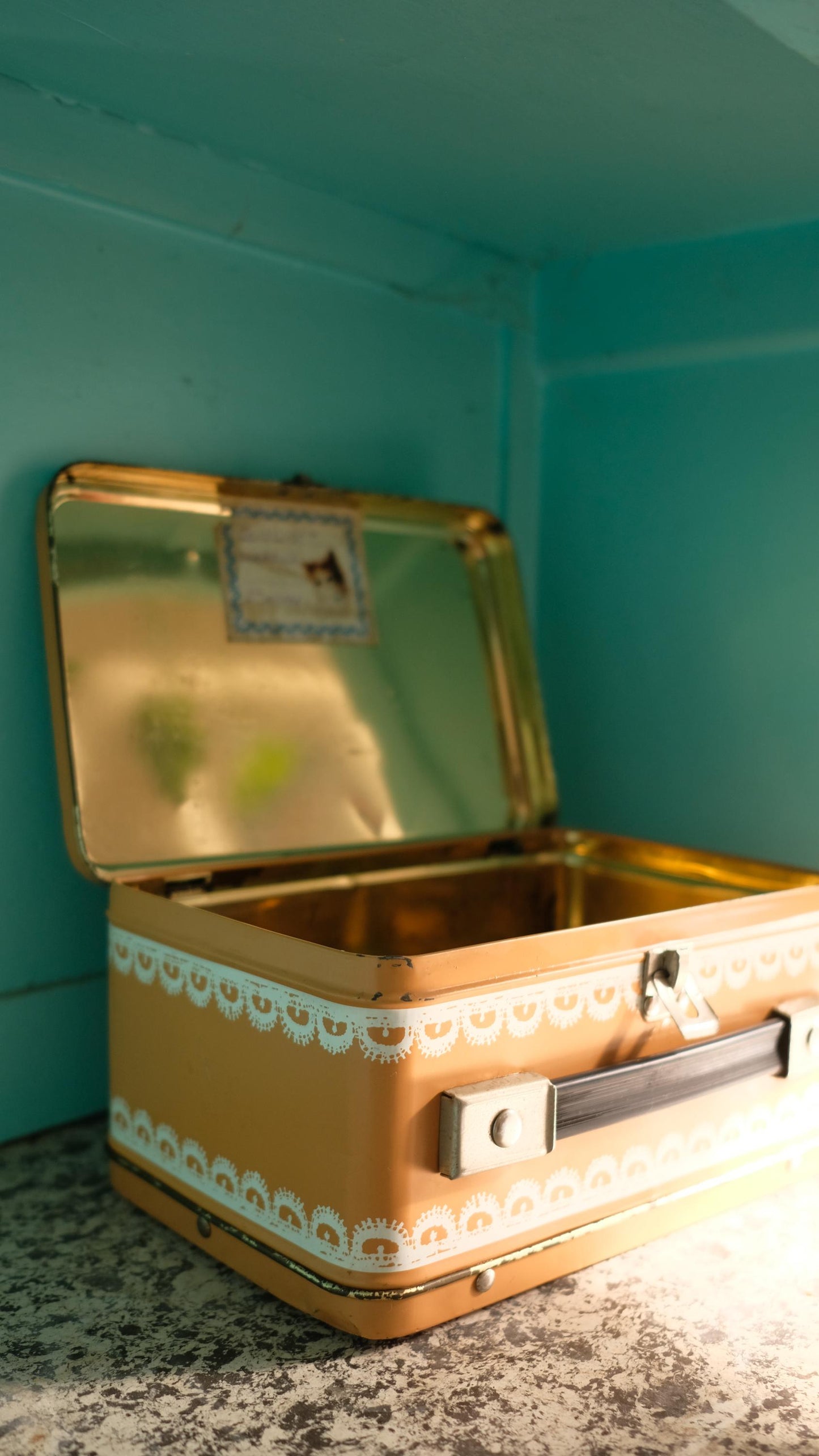Valisette/ Lunchbox vintage en métal Miss Petticoat