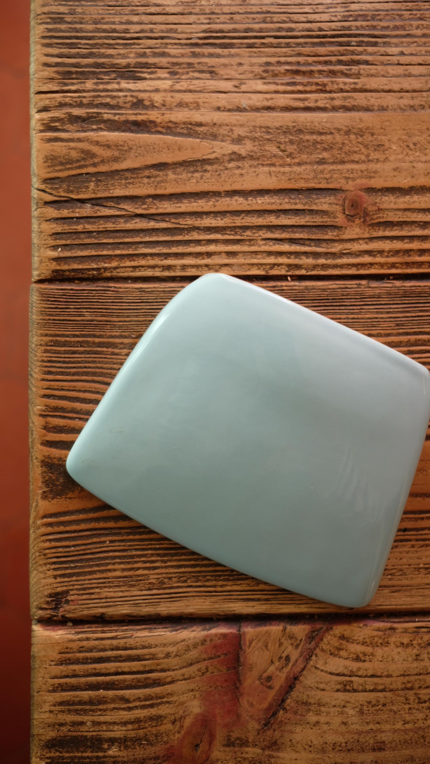 Porte savon vintage en faïence bleue