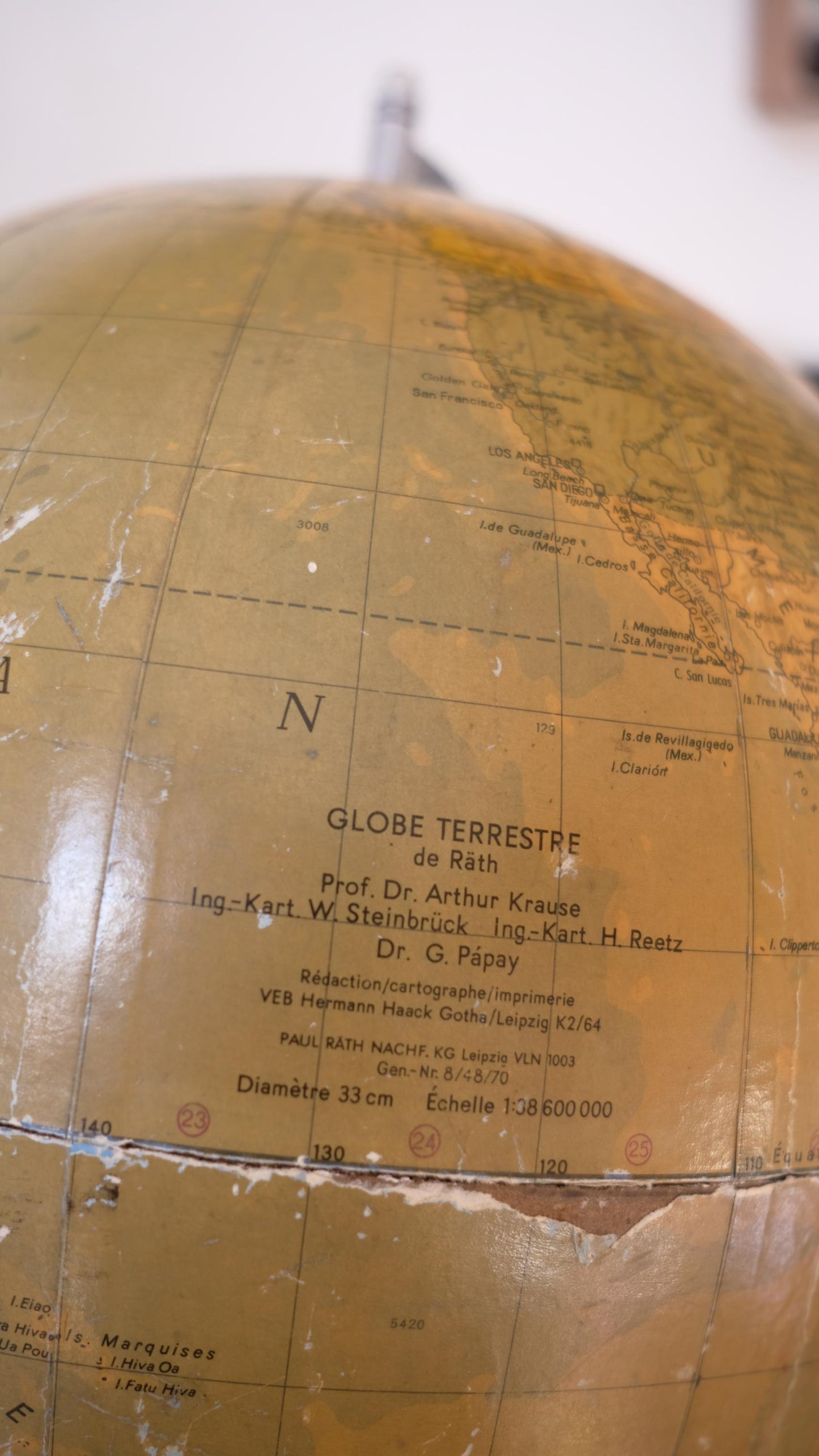 Grand globe terrestre vintage deRath