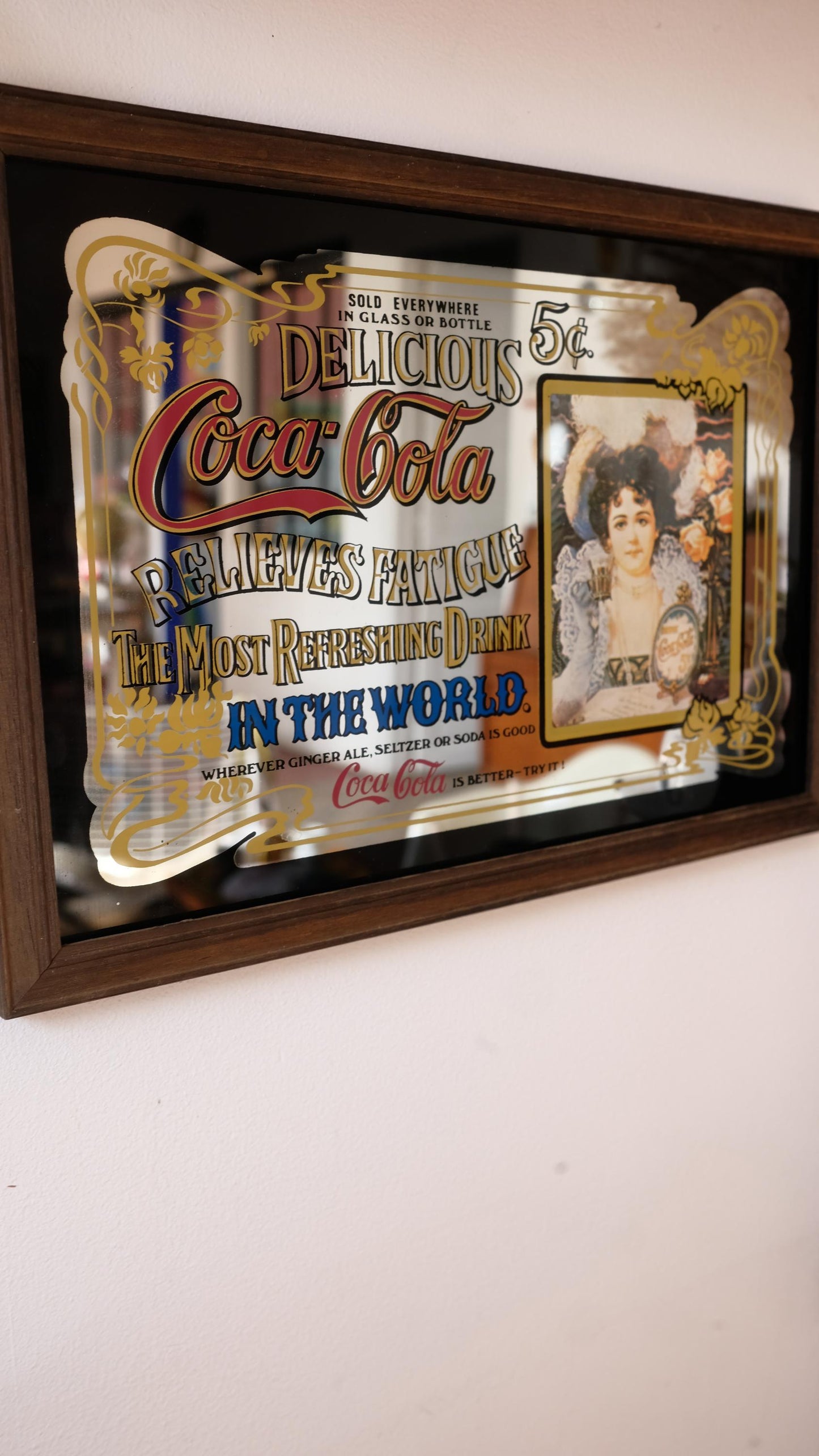 Miroir publicitaire Coca Cola vintage