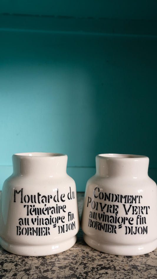 Lot de deux pots à moutarde Bornier Dijon vintage