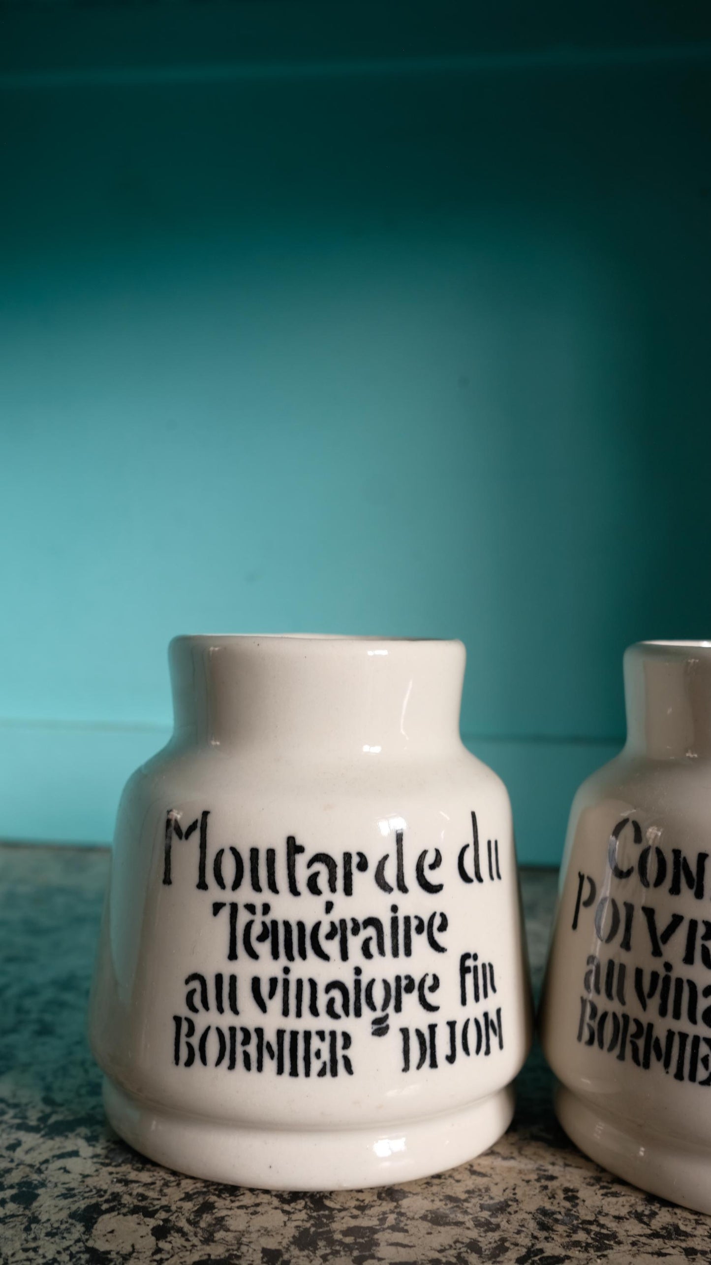 Lot de deux pots à moutarde Bornier Dijon vintage