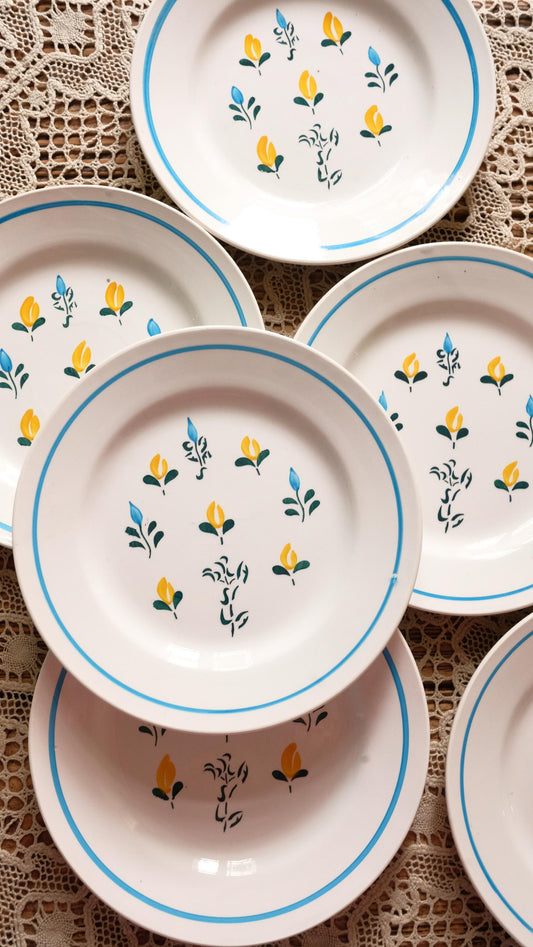 Lot de six assiettes Brasilla Café de Digoin Sarreguemines