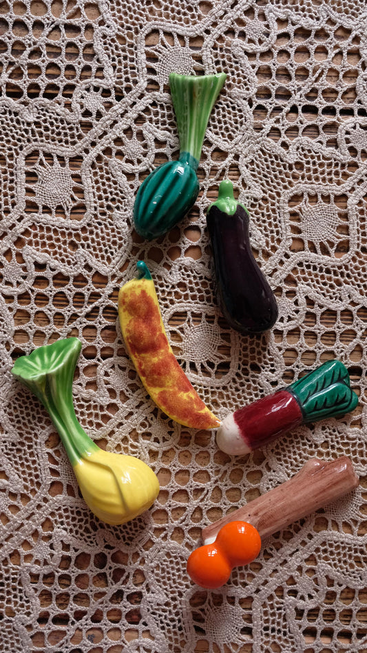 lot de 6 porte couteaux vintage en céramique type Vallauris