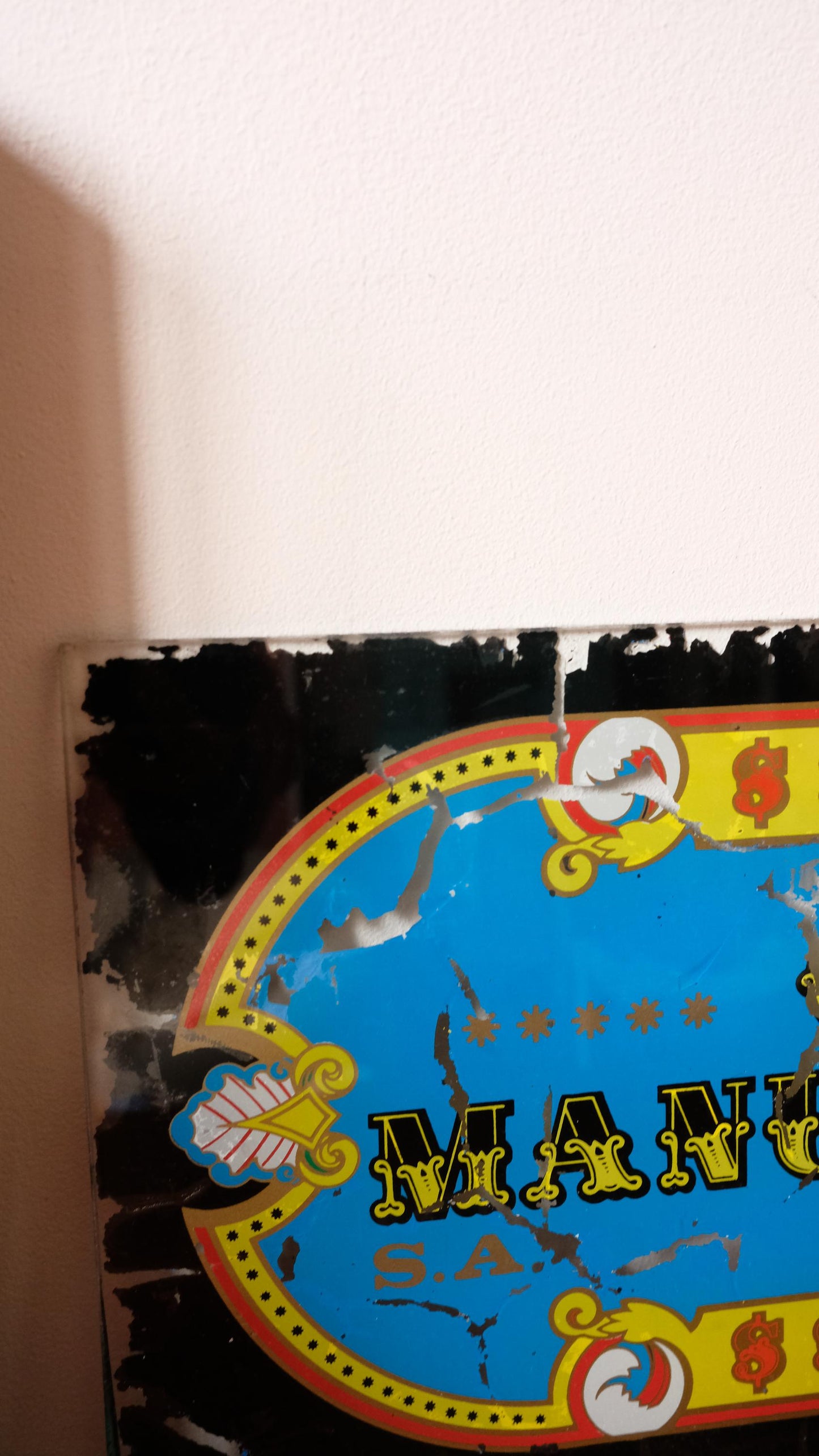 Plaque de machine à sous vintage en verre peint
