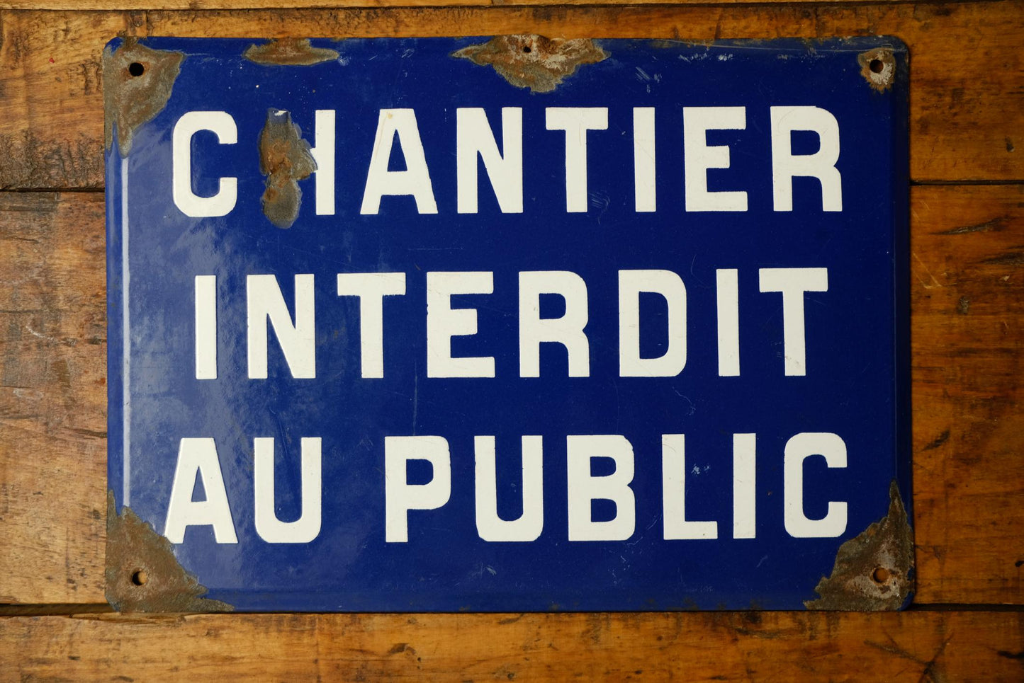 plaque émaillée "chantier interdit au public"