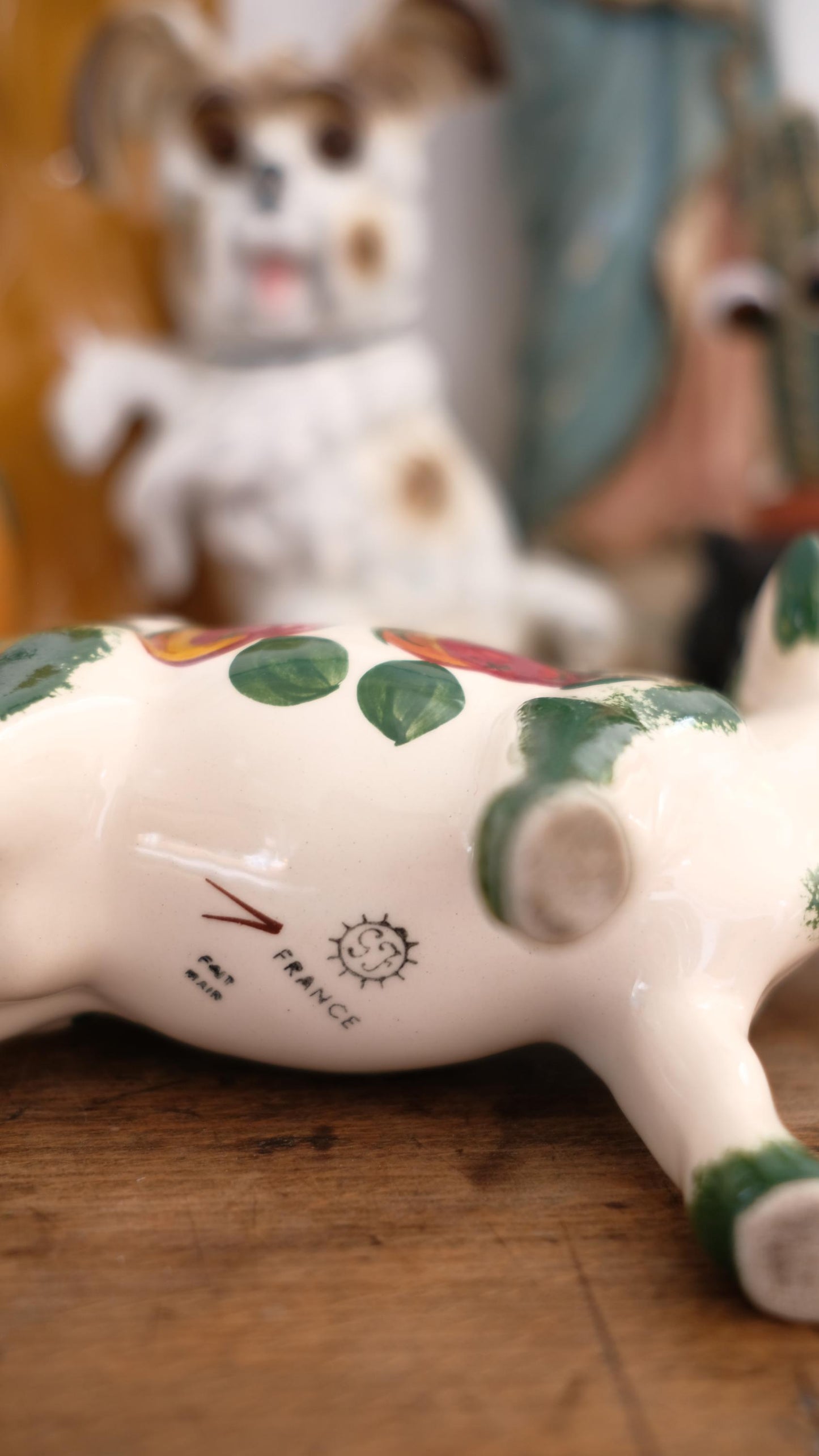 Crémier vache en faïence de Desvres vintage