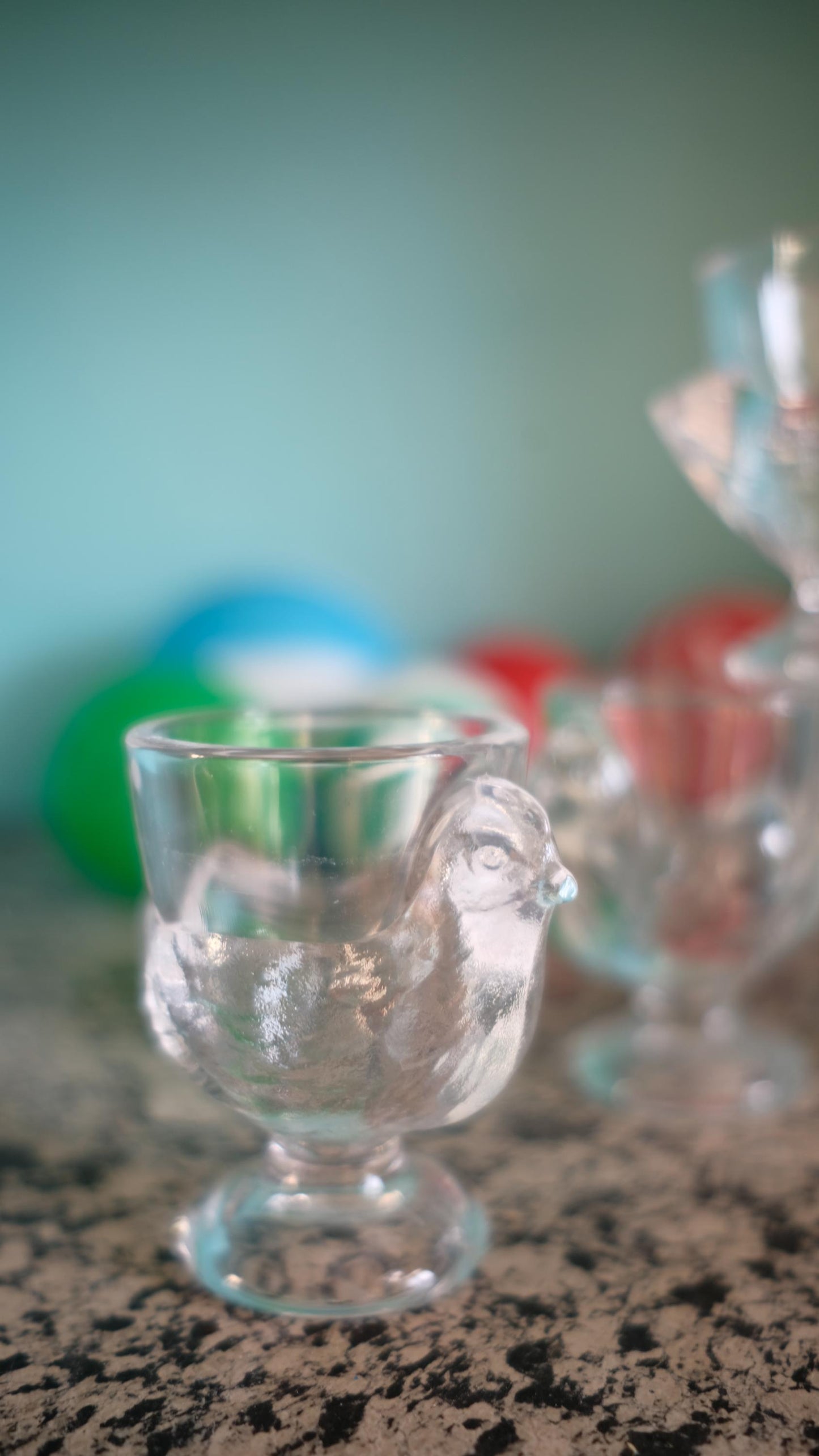 Lot de cinq coquetiers cocottes en verre