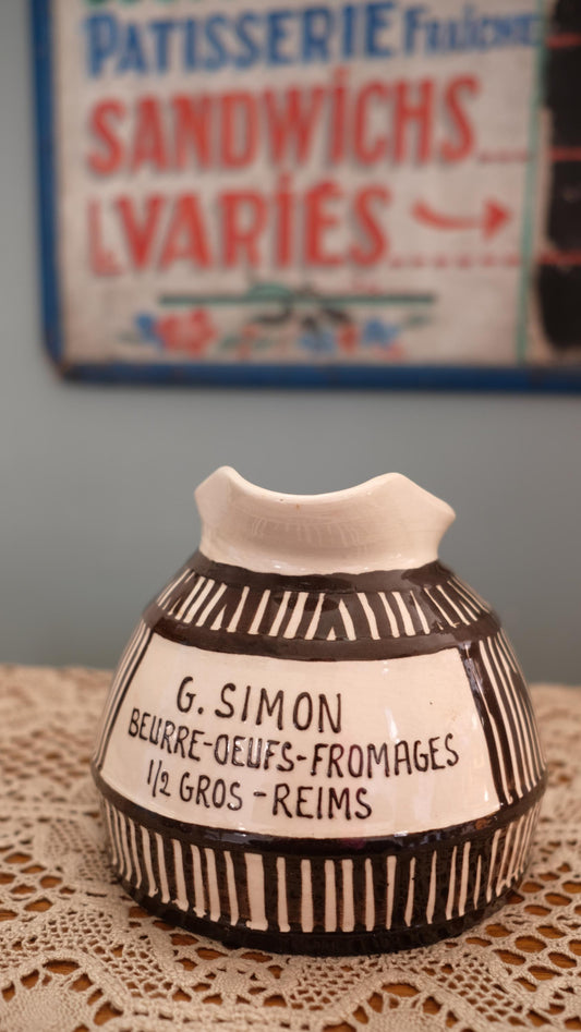 PIchet en grès vernissé publicitaire vintage