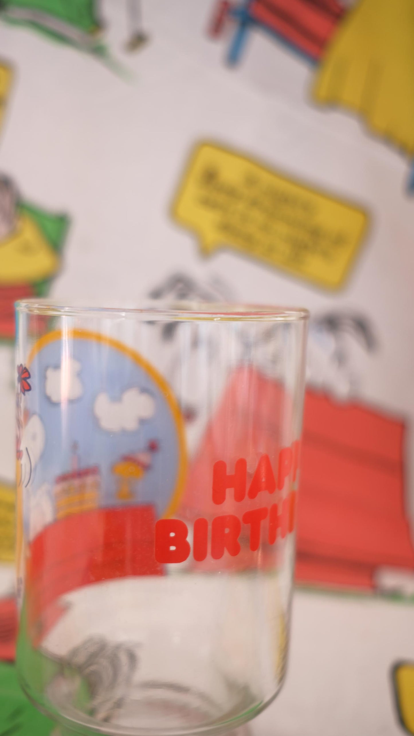 Grand verre happy birthday Snoopy vintage