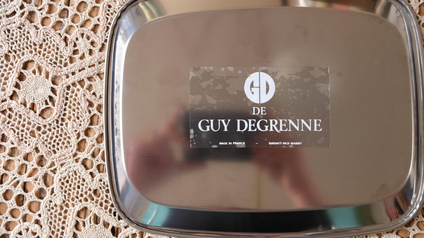 Ravier apéritif Guy Degrenne vintage en inox et plastique