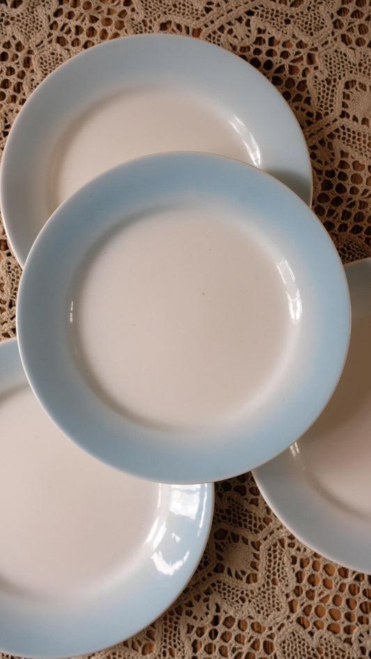 Lot de 5 assiettes vintage ombré bleu ciel modèle corona