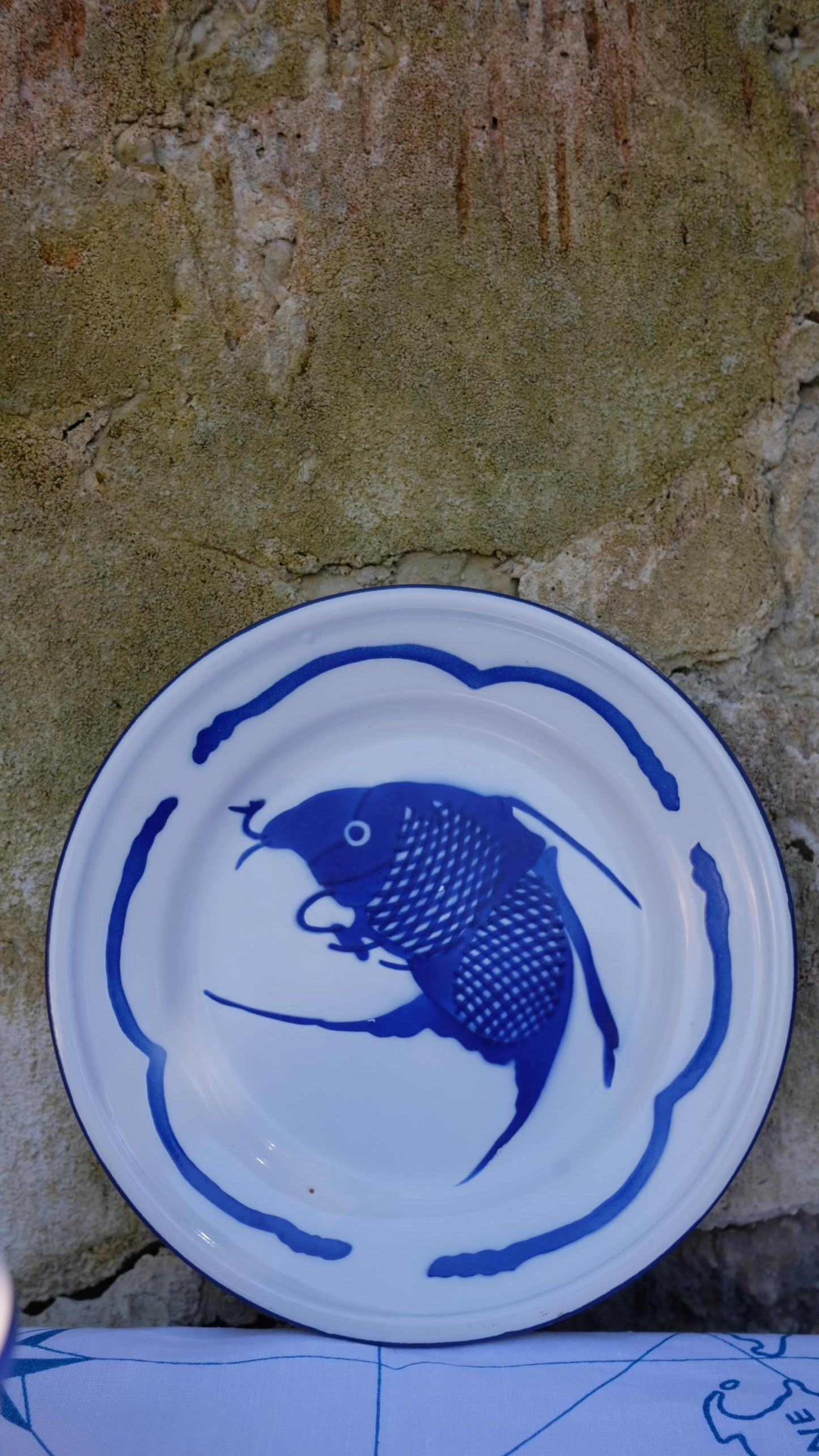 Ensemble en tôle émaillée motif poisson