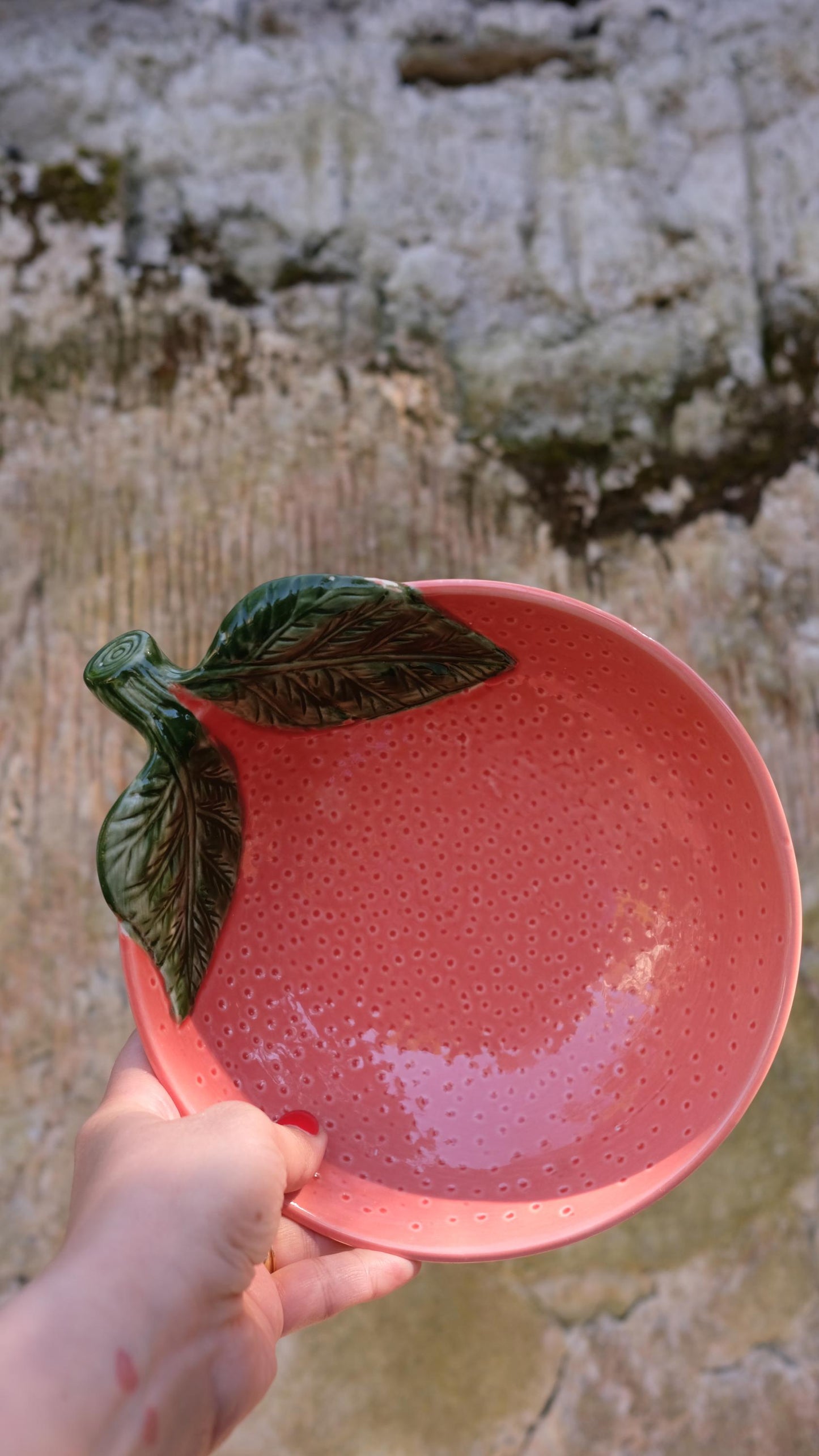 Gand bol de présentation vintage en forme de pamplemousse rose