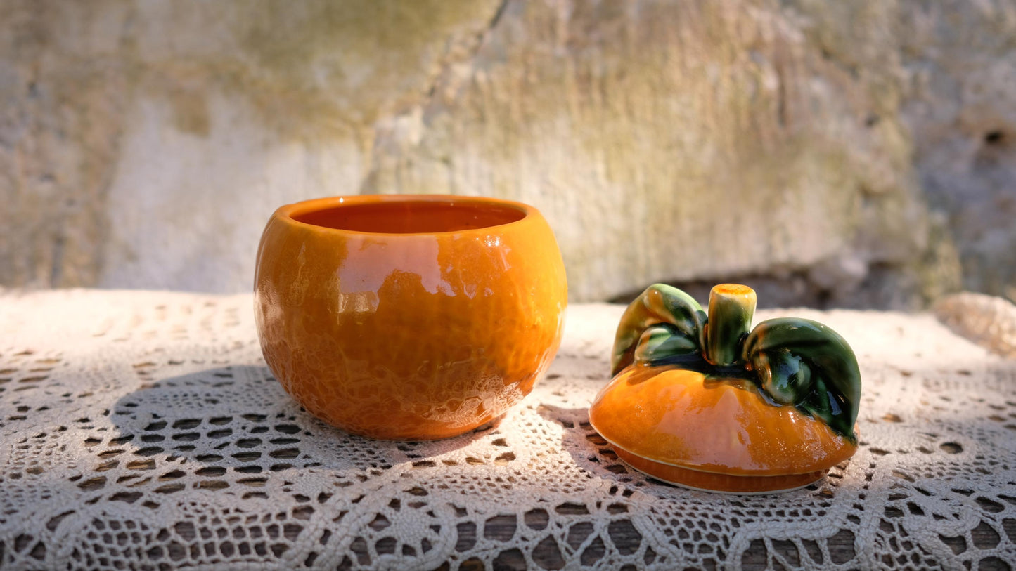 Sucrier/moutardier vintage en forme d'orange
