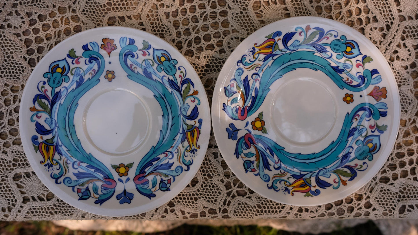 Lot de deux sous tasses/petites assiettes Villeroy et Boch vintage motif Izmir