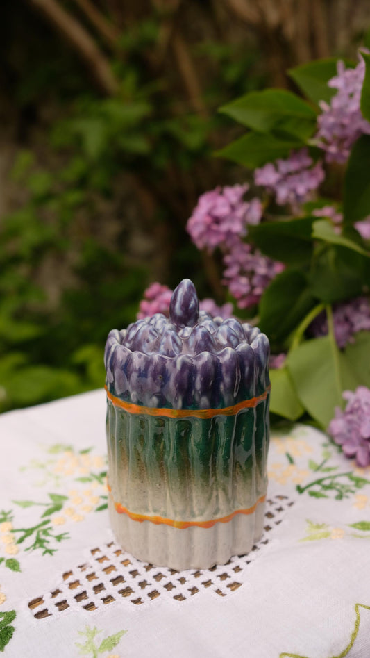 Moutardier en barbotine asperges vintage