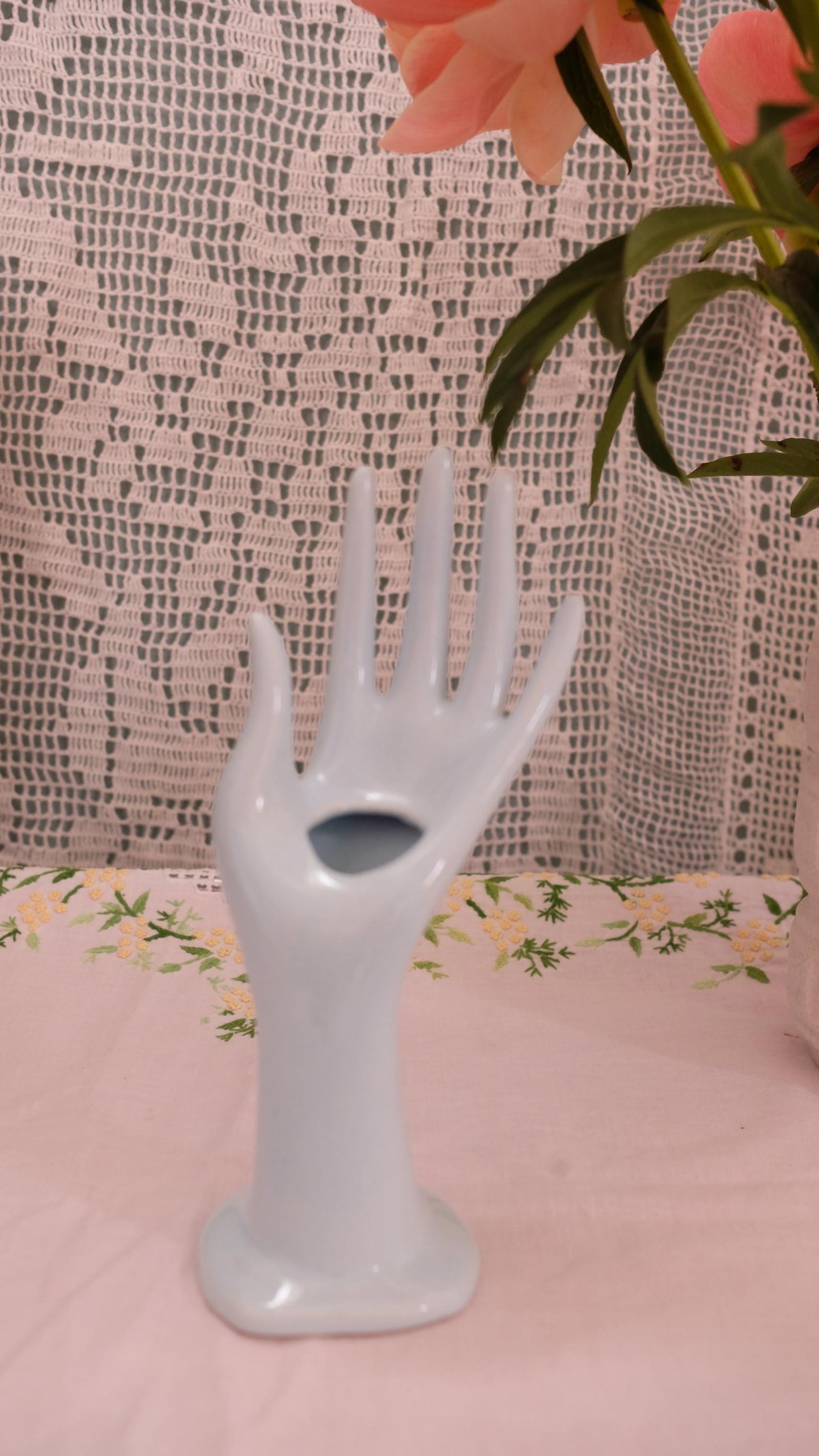 Baguier/soliflore vintage bleu layette