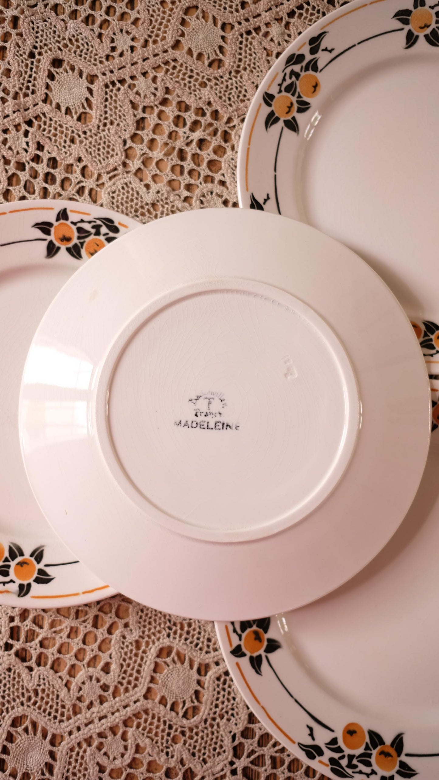 Lot de quatre assiettes vintage badonviller modèle Madeleine