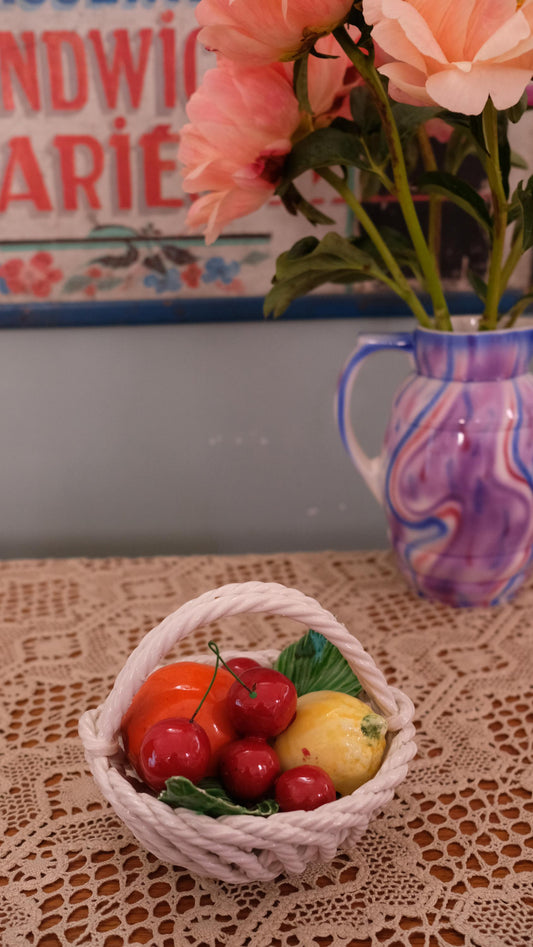 Corbeille de fruits en céramique vintage