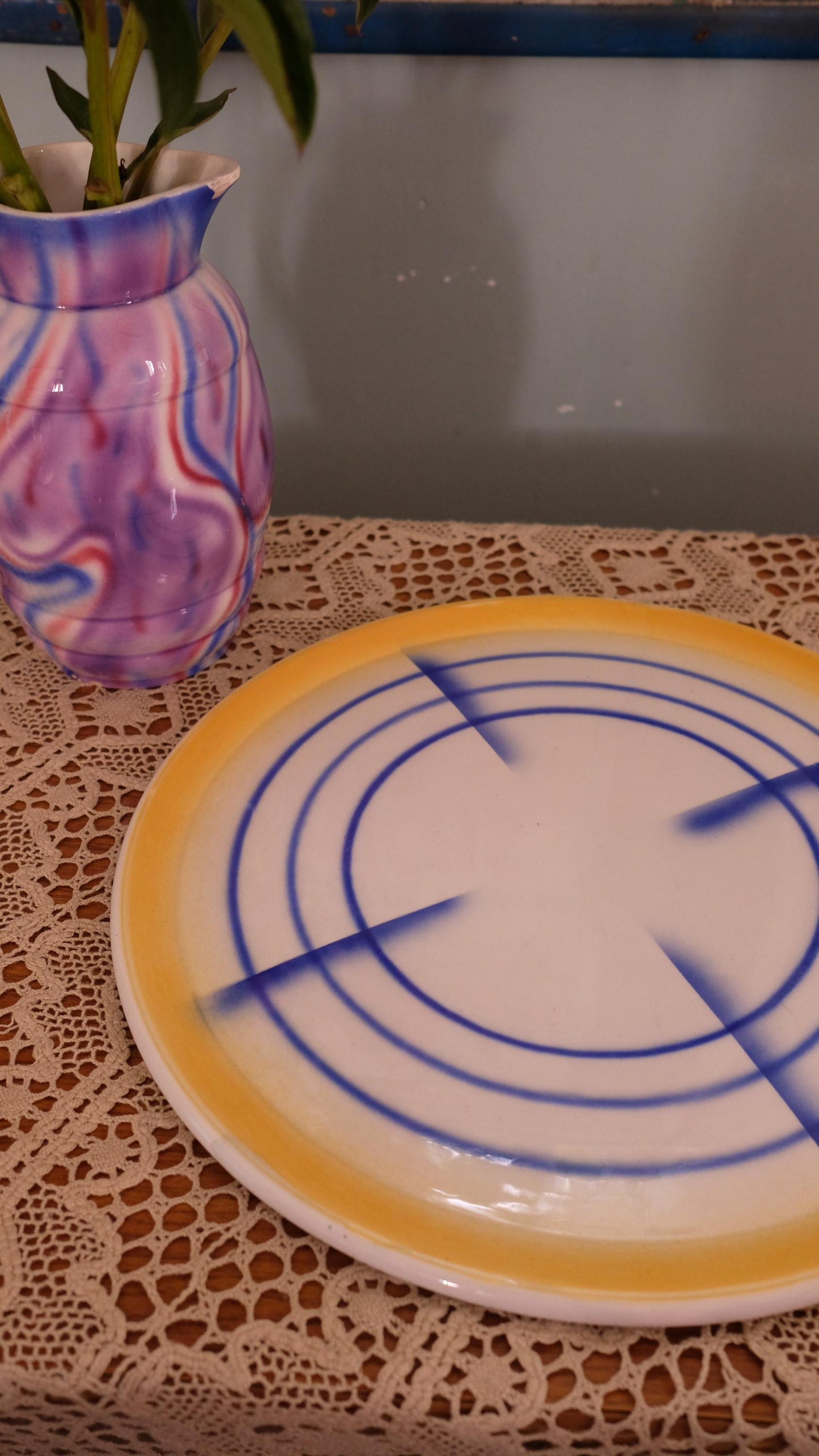 Grand plat vintage en faïence