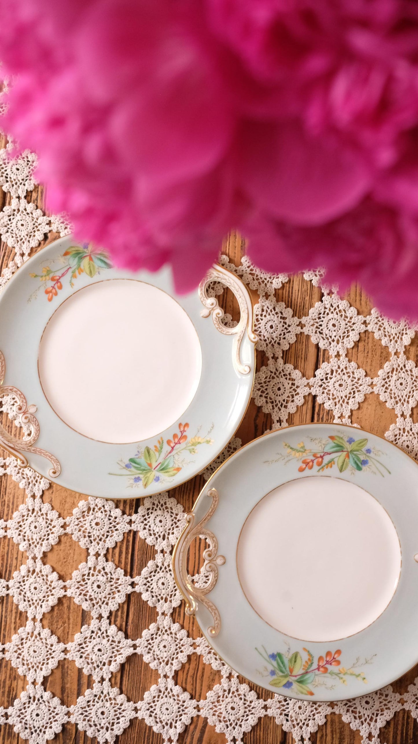 Lot de deux assiettes de service vintage en porcelaine