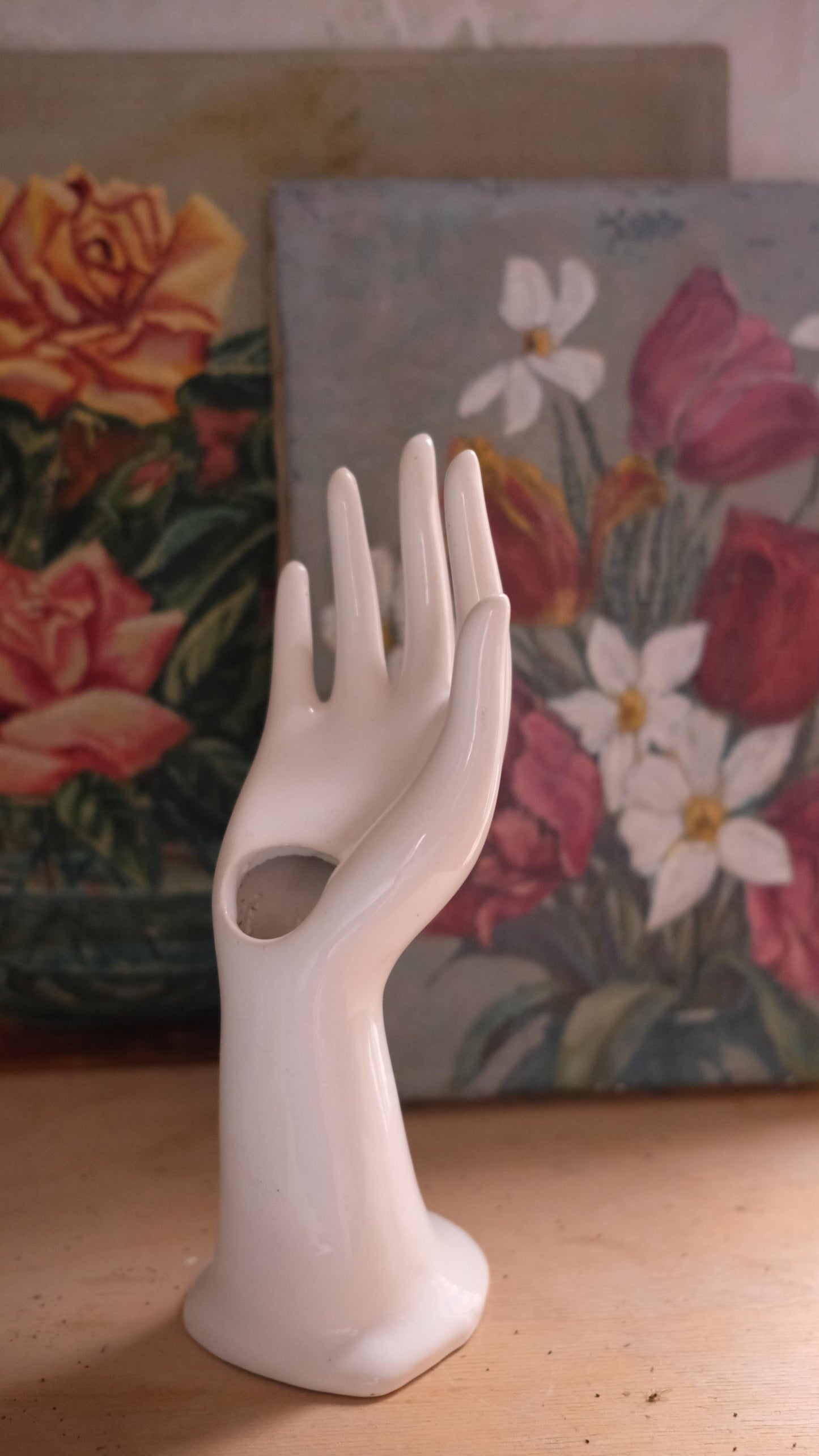 Baguier soliflore Jmr vintage blanc