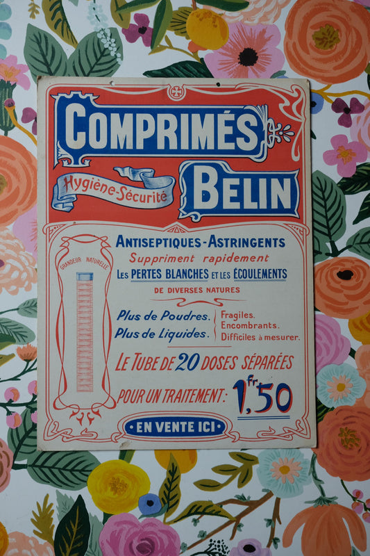 Carton publicitaire Comprimés Belin