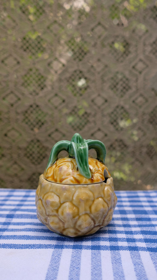 Moutardier vintage en barbotine en forme d'ananas Belo Portugal