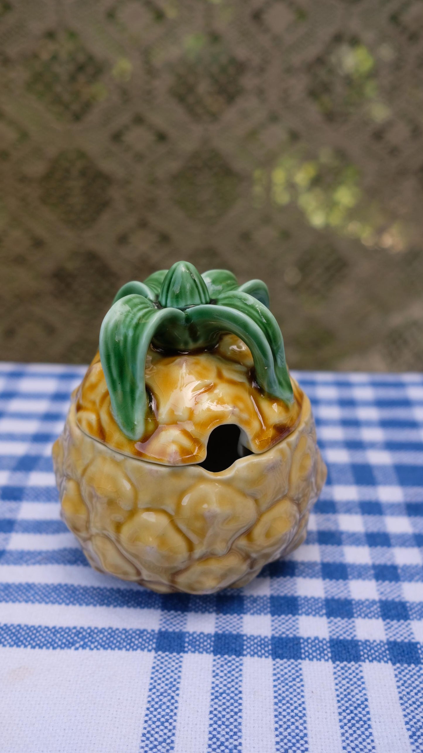 Moutardier vintage en barbotine en forme d'ananas Belo Portugal