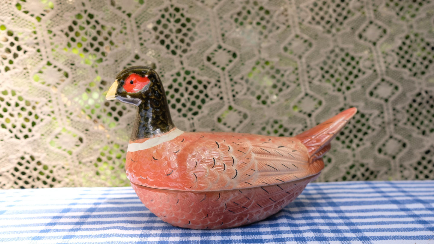 Terrine zoomorphe vintage en forme de faisan, style Caugant.