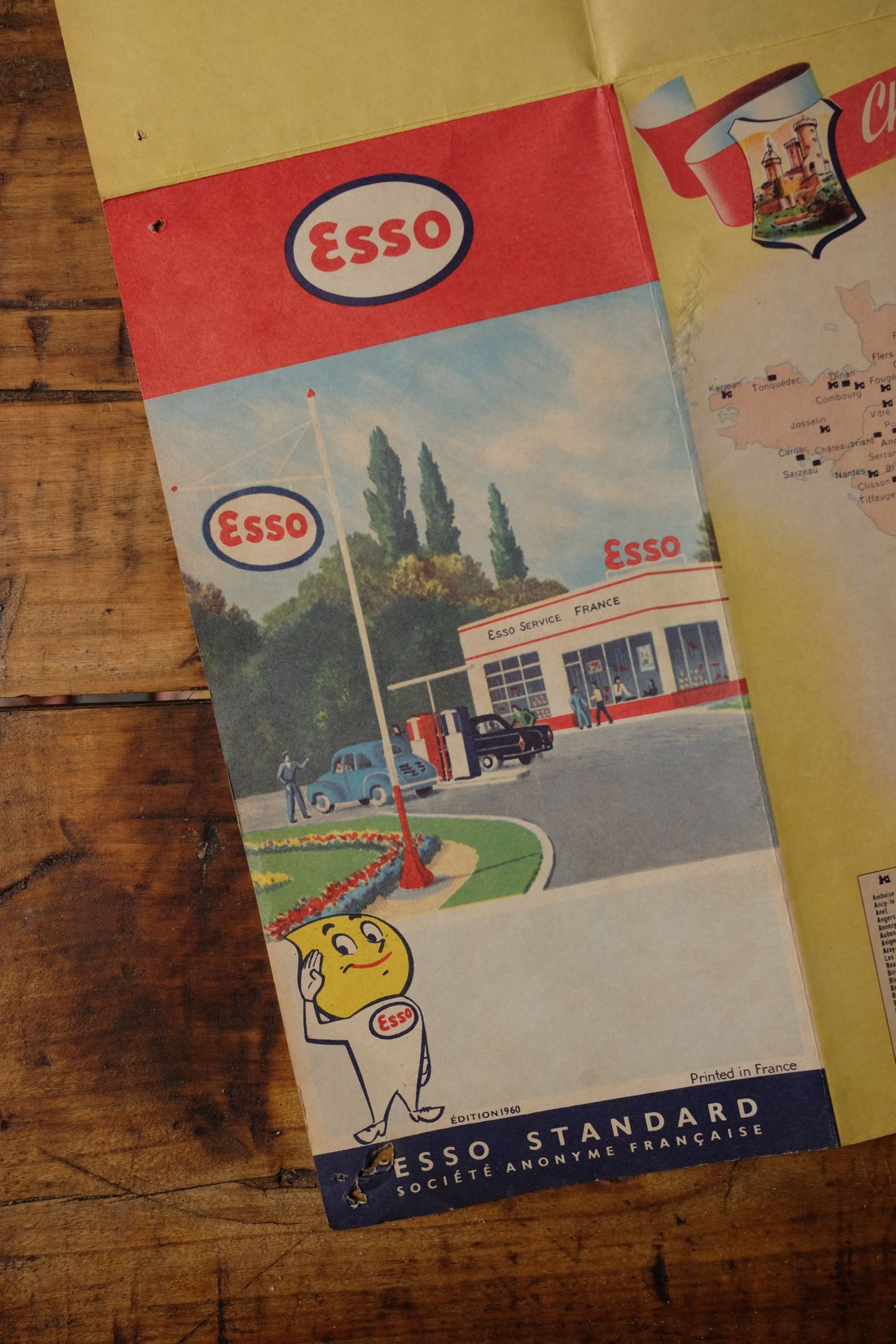 Carte de France publicitaire Esso de 1960