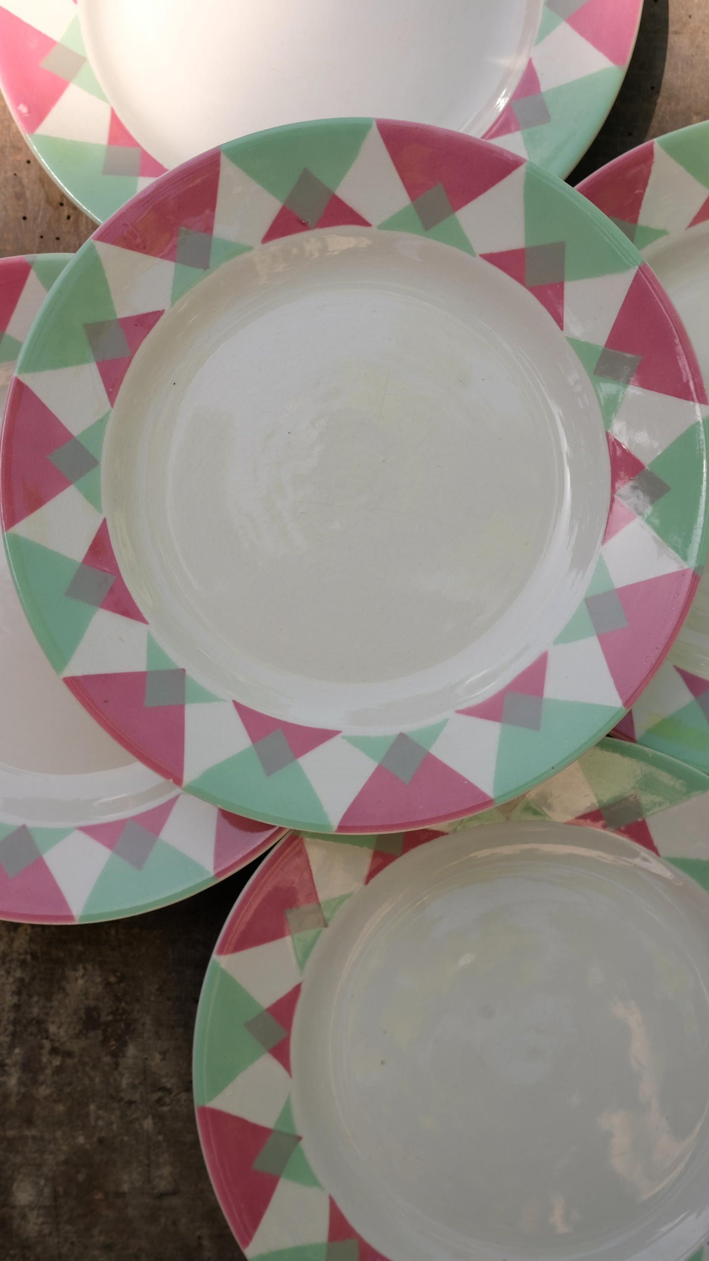 lot de cinq assiettes Sarreguemines vintage modèle Arlequin