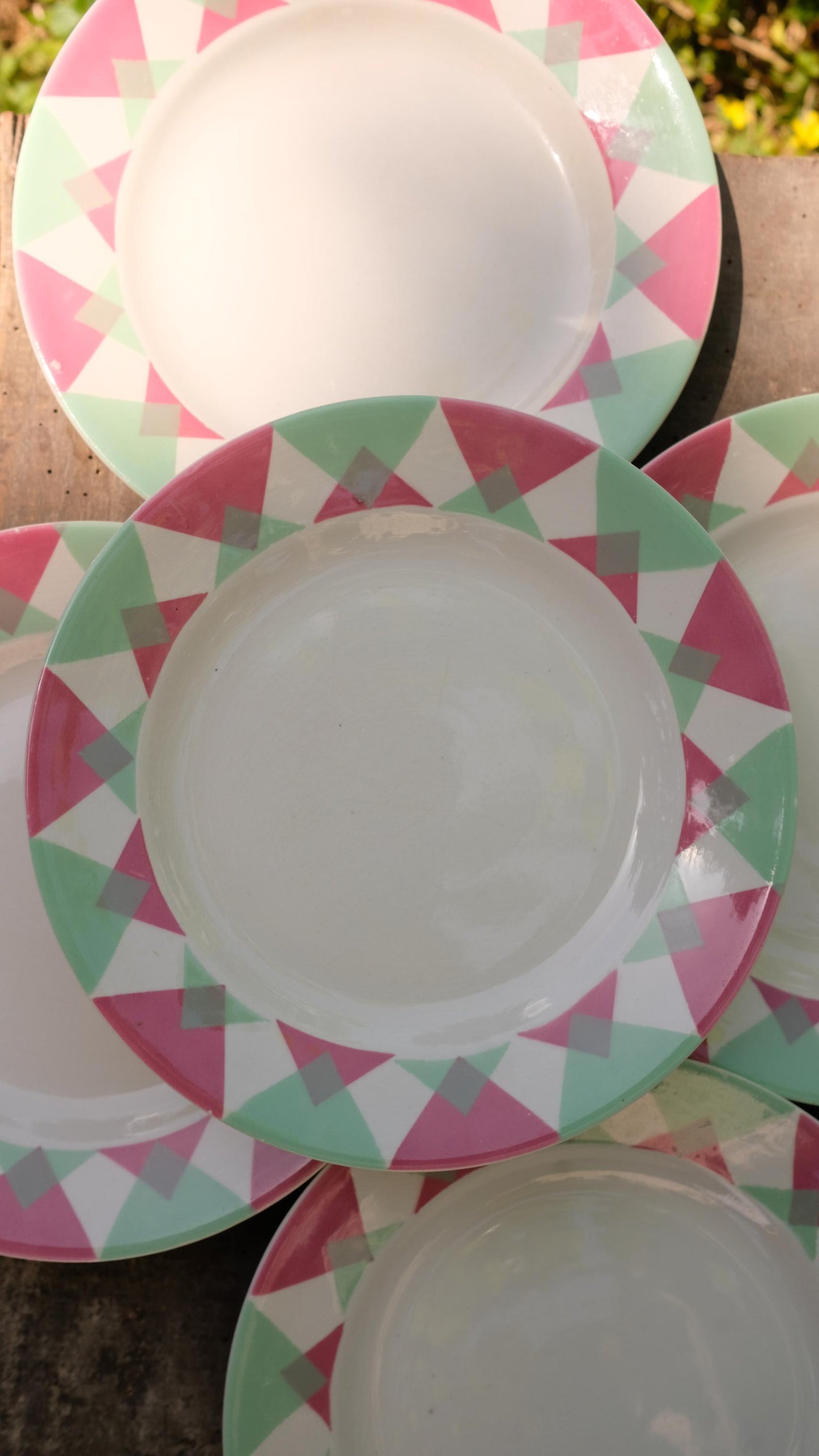 lot de cinq assiettes Sarreguemines vintage modèle Arlequin