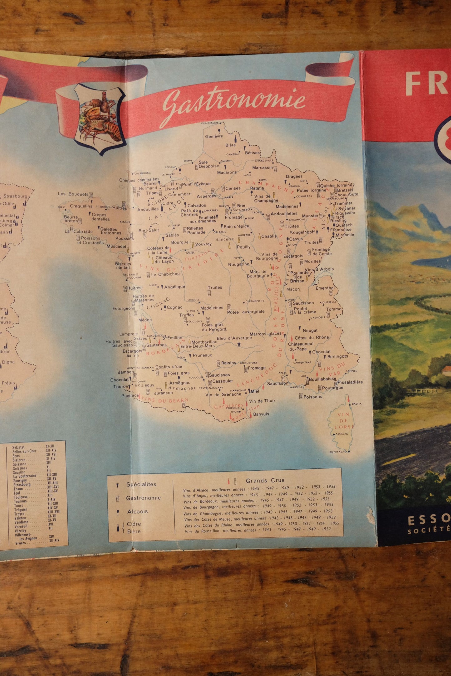 Carte de France publicitaire Esso de 1960