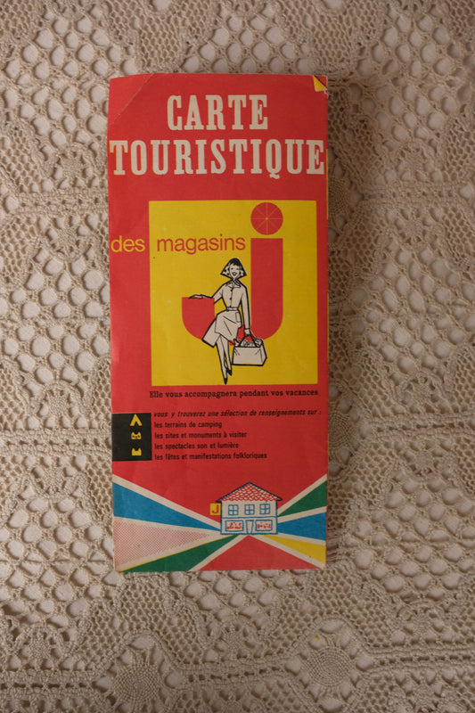 Carte touristique publicitaire des magasins J de 1961