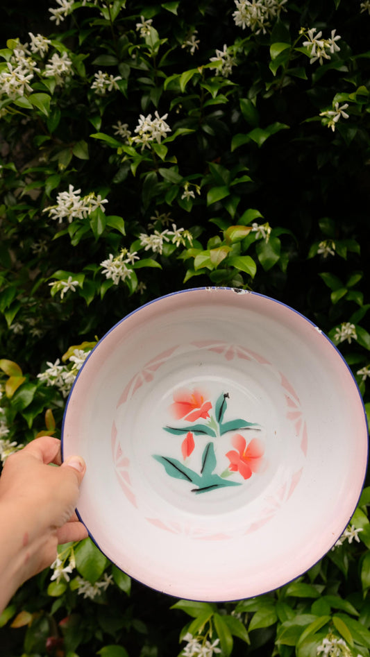 Plat creux vintage en tôle émaillée