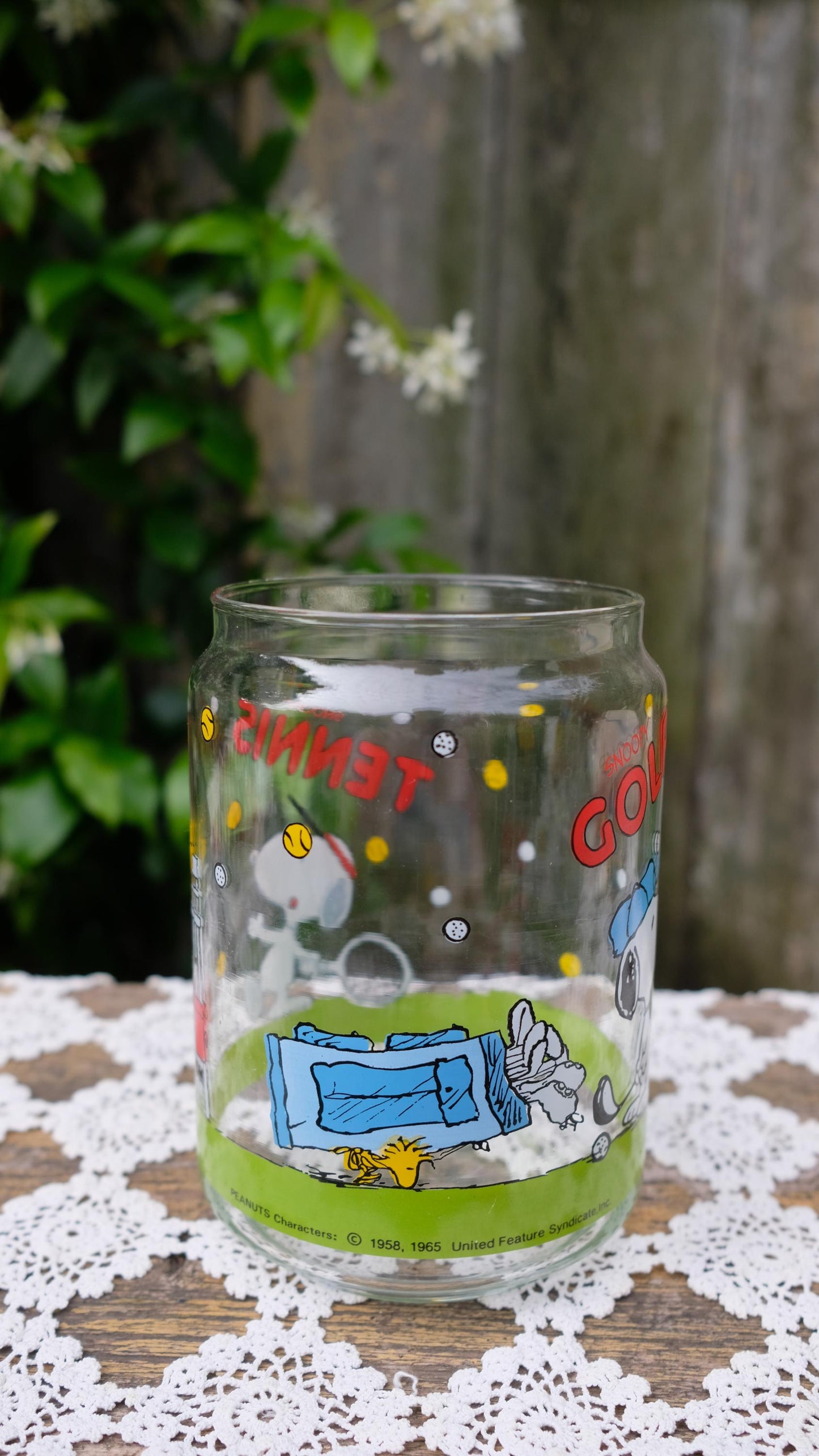 Bocal vintage snoopy tennis player
