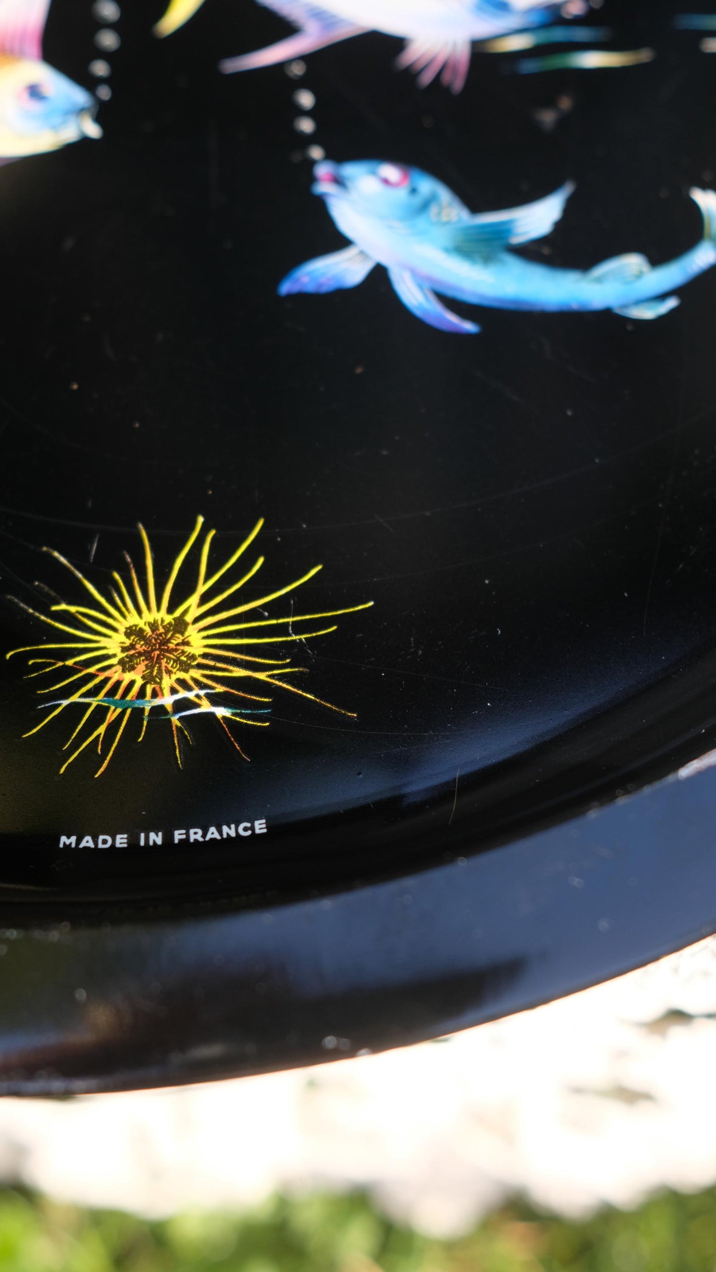 Plateau vintage motif poisson exotique made in France
