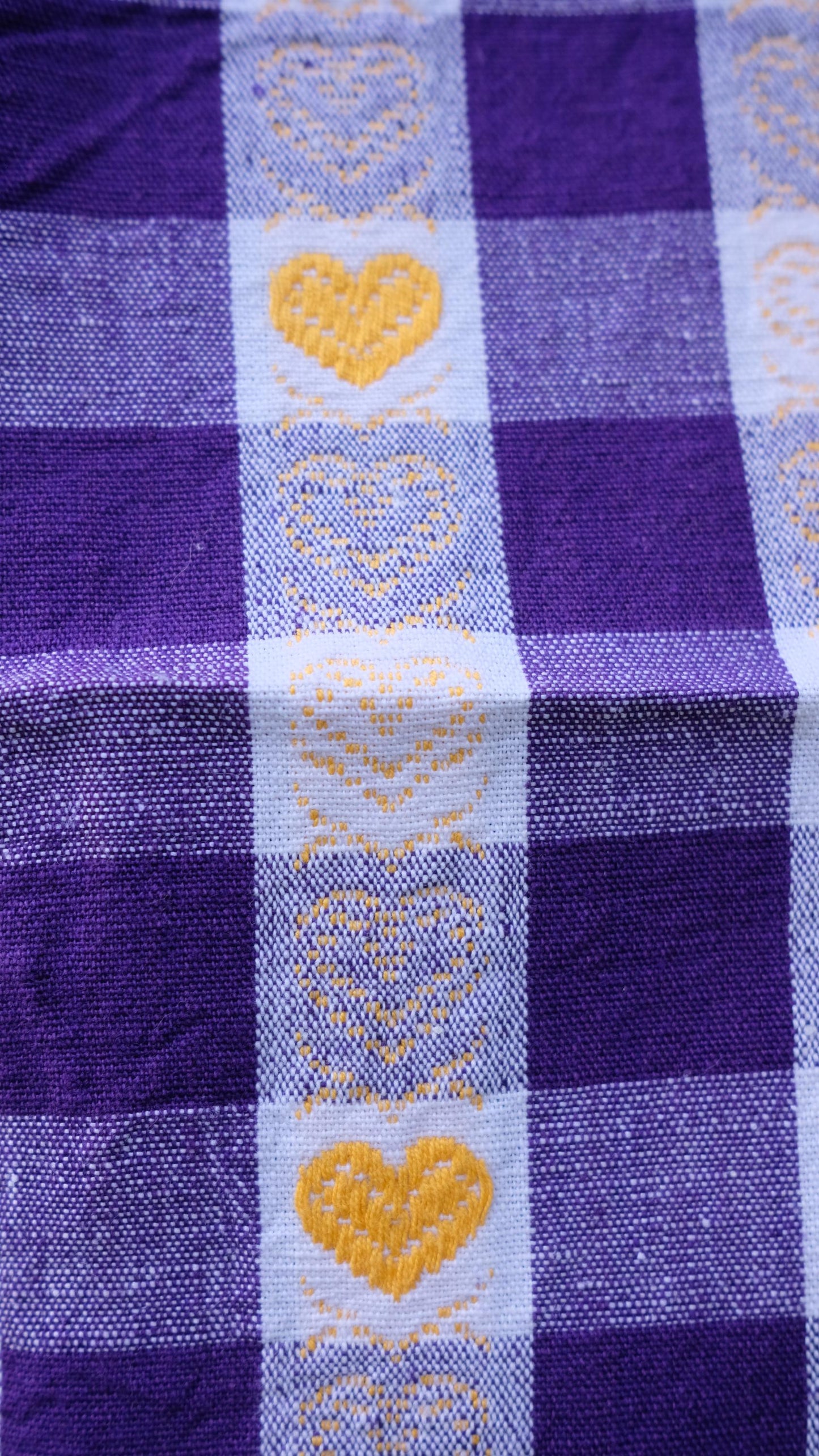 Lot de deux torchons vintage en coton motifs cœurs