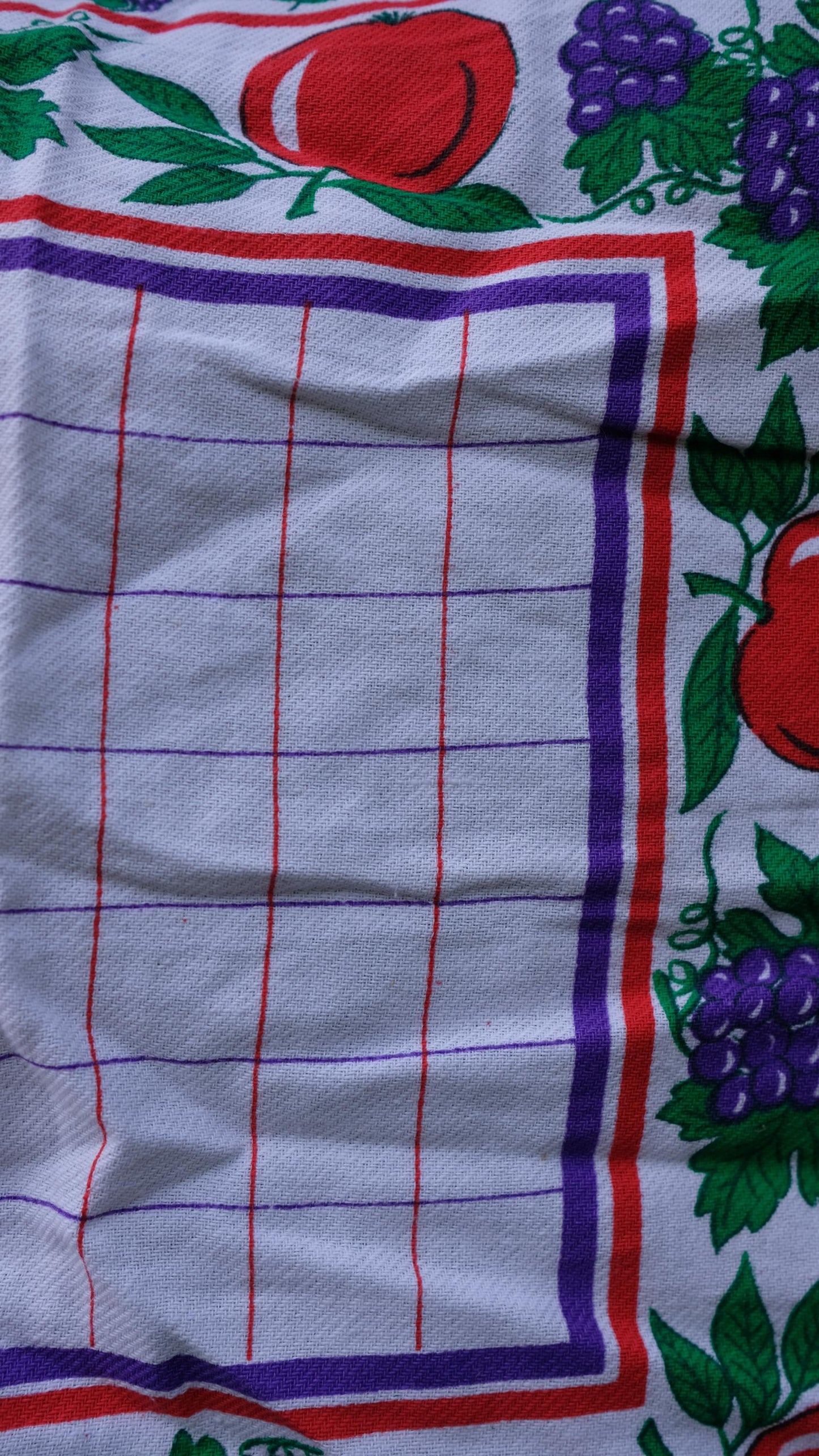 Lot de deux torchons vintage motifs fruits en coton