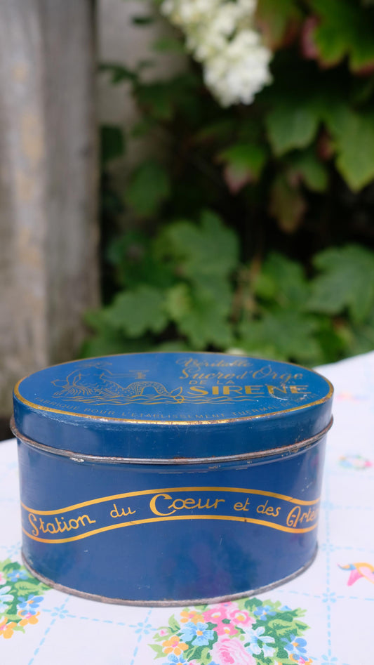 Boîte de sucre d'orge vintage "la sirène" en métal