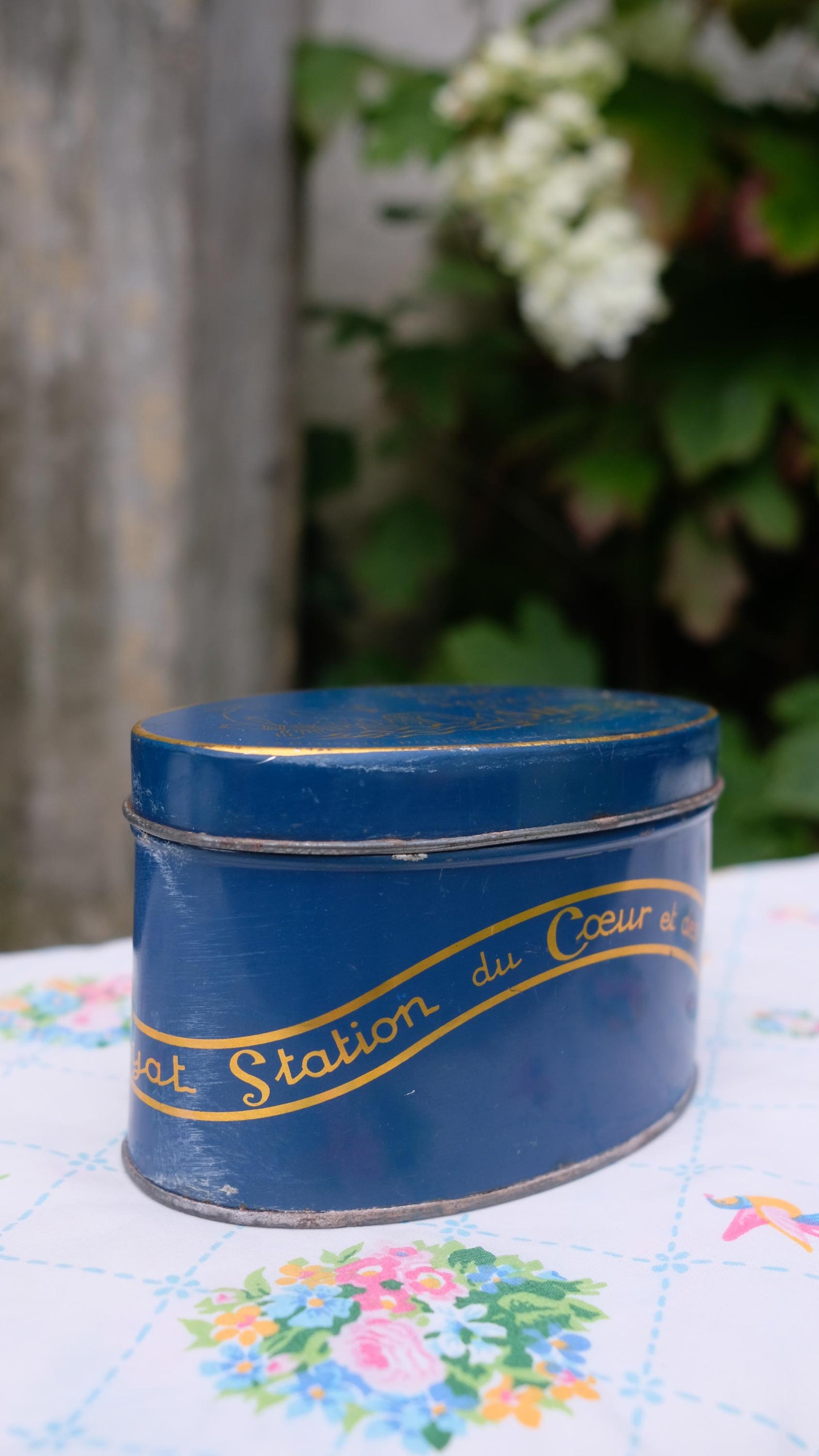 Boîte de sucre d'orge vintage "la sirène" en métal