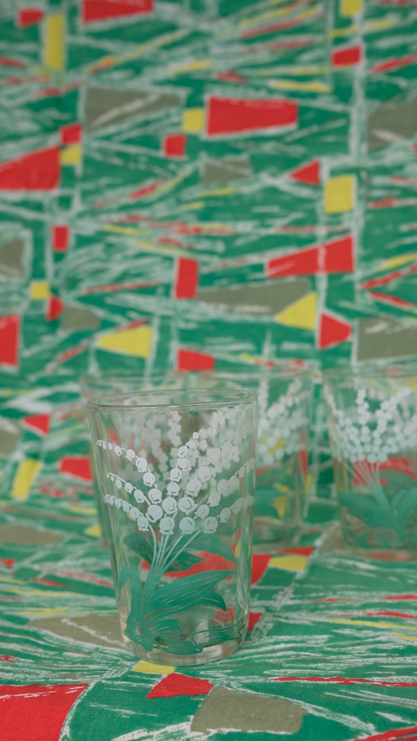 Verres à eau motif muguet